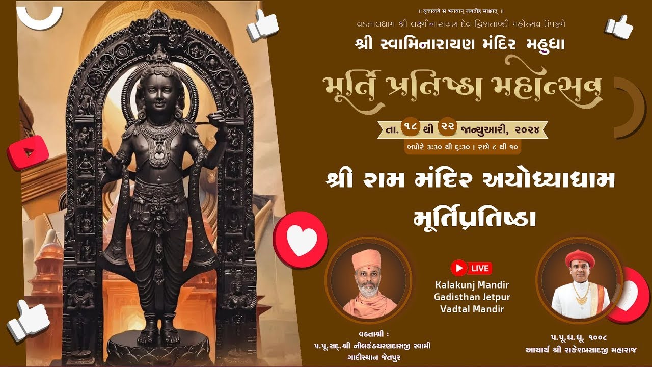 Murti Pratishtha Mahotsav - Mahudha | Day -5 | sessiion-1| H.D.H.Nilkanthcharandasji Swami